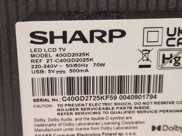 SHARP 40" 40GD2025K Roku Full HD - Image 6