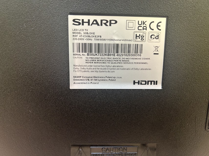 SHARP 4T C50BJ2KE2FB 50 Inch 4K Smart TV, UHD HDR TV - Image 2